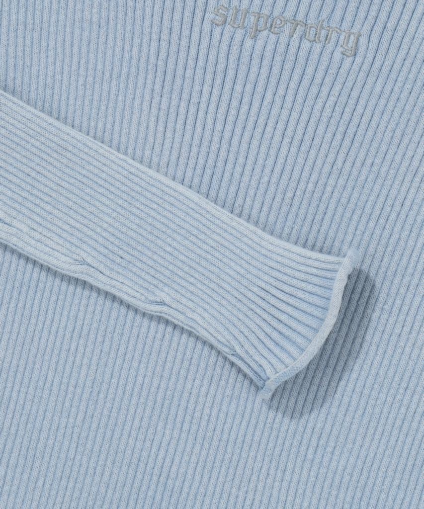 Syupeodeulai W Washed Slit Knit Long Sleeve Light Blue