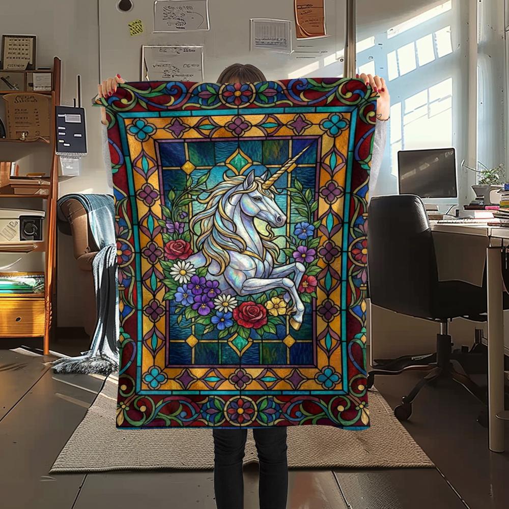 Unicorn Animal Print Flannel Blanket, High Quality Comfortable for All Seasons, Home Decor, Warmth and Comfort, Perfect for Christmas Gifts142