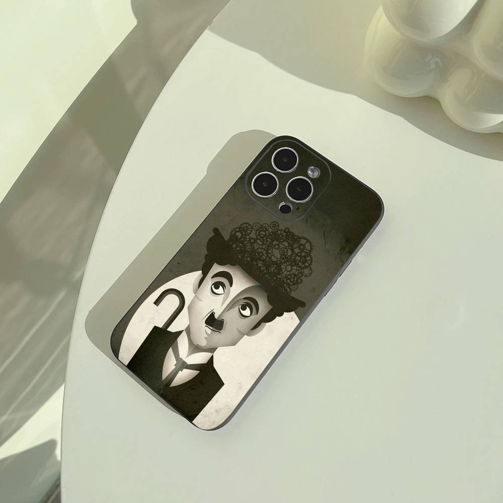C-Charlie Chaplin Phone Case For iPhone 17,16,15,14,13,12,11 Pro Max, Lightweight and practical Soft Black Cover