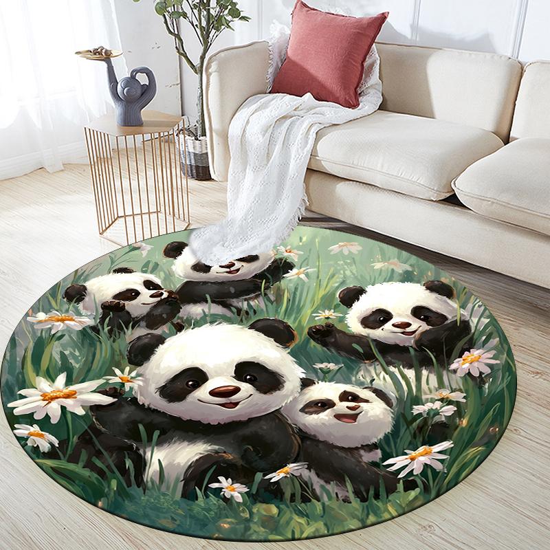 Panda Pattern Round rug,Carpet Rug for Living Room Bedroom Sofa Playroom Decor,Non-slip Floor Mat,Holiday Gifts and Birthday Gifts