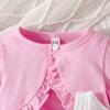 Girls Autumn Clothes Fashion Children Jacket + Dress  2 Piece Sets Suspender Dress Suit for Kids