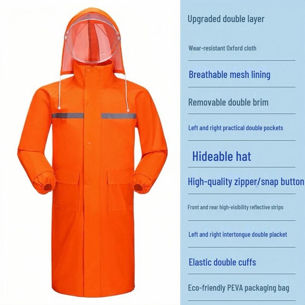 New Fashion Full-Length Outdoor Raincoat - Extended Hiking & Cycling Windbreaker