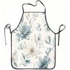 1pc Blue Gray Watercolor Floral Print Apron, Durable And Easy To Clean, Adjustable Waistband, Polyester Material, for Kitchen Cooking, Gardening, Orch
