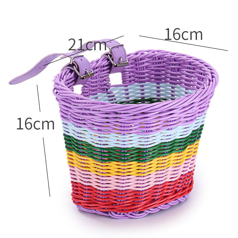 Colorful Woven Rattan Bike Basket for Children's Bicycle - Washable Frame Accessory