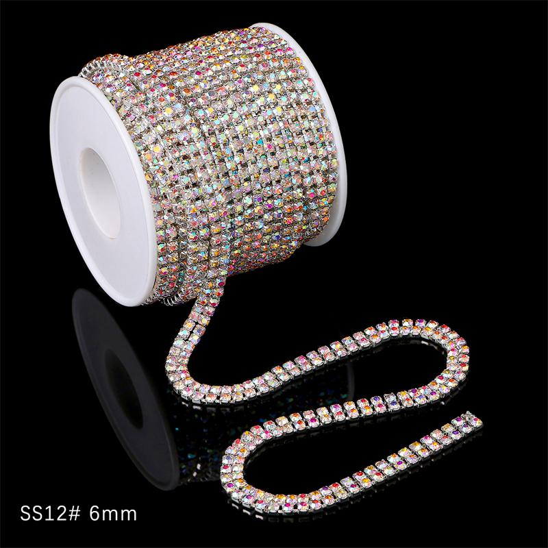 1 Yard 2 Reihen 1 Reihe Kristall Strass Kette Aufnähen Aufkleben Perlen Besatz Kupfer Kette Für Kleidung DIY Schmuckherstellung Zubehör