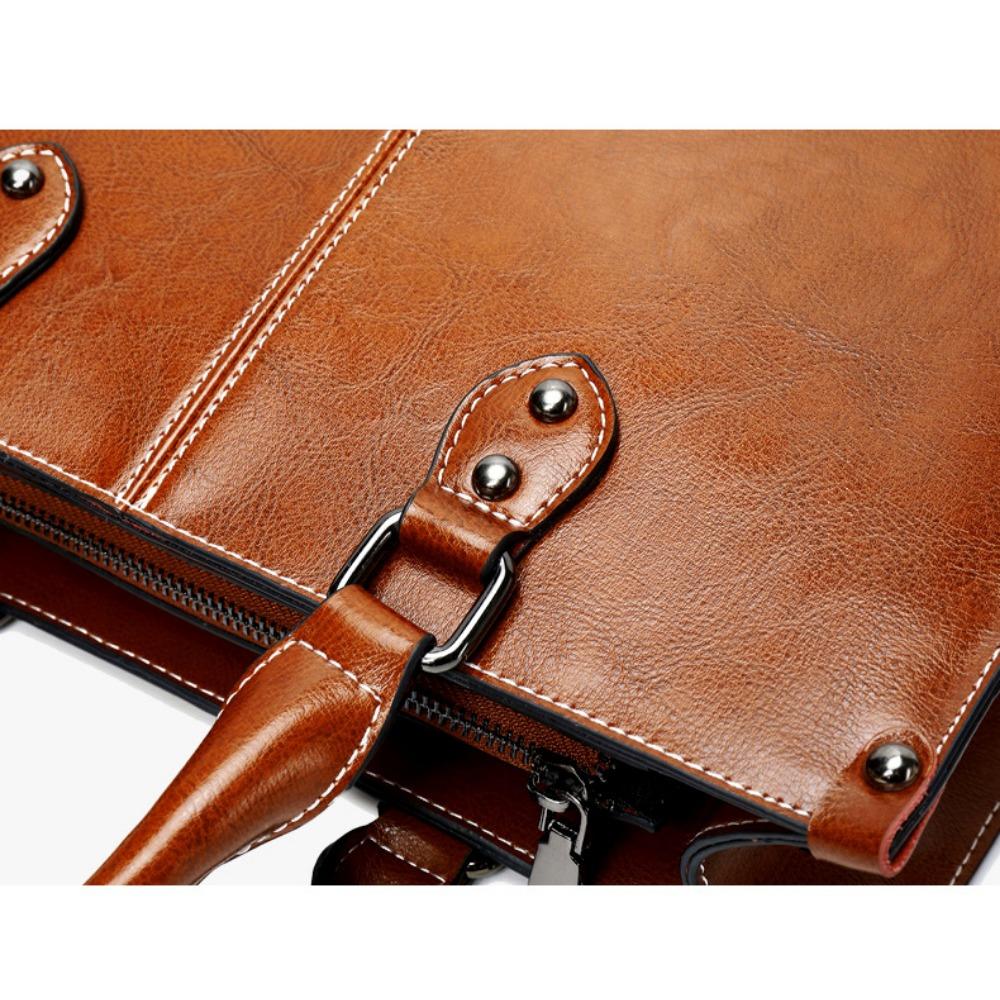 Bag Women's Oil Wax Splicing Genuine Leather Women's Bag European and American Style Cowhide Versatile Portable Shoulder Messenger Bag