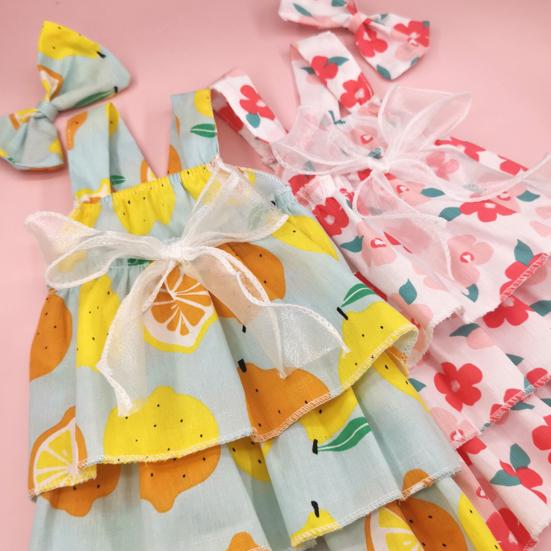 1 sada Pet Dress Měkký Pohodlný vrstvený design Bez rukávů Citronový potisk Denní nošení