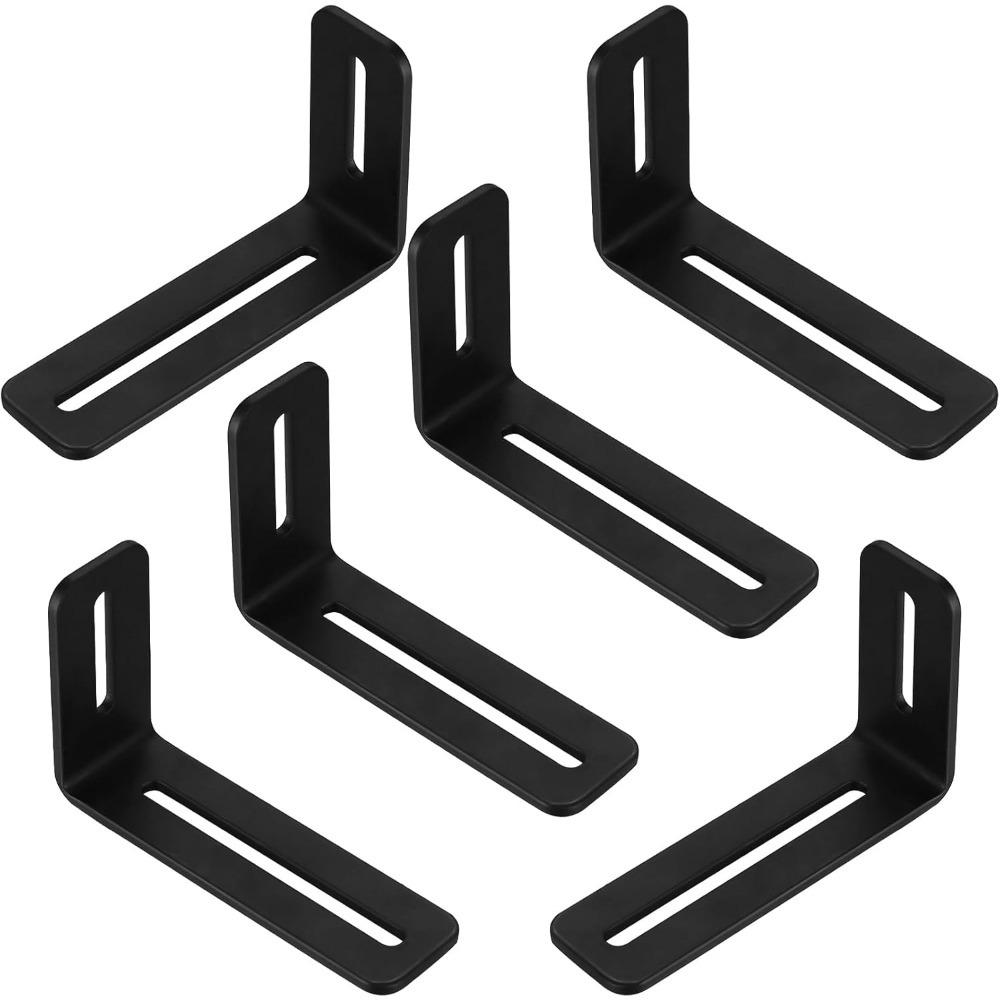 

6PCS Adjustable Slotted L Brackets, Black 90 Degree Right Angle Corner Brace, Metal L Shaped Joint Bracket for Wood Furniture PC Case Fixing 100x60x30mm