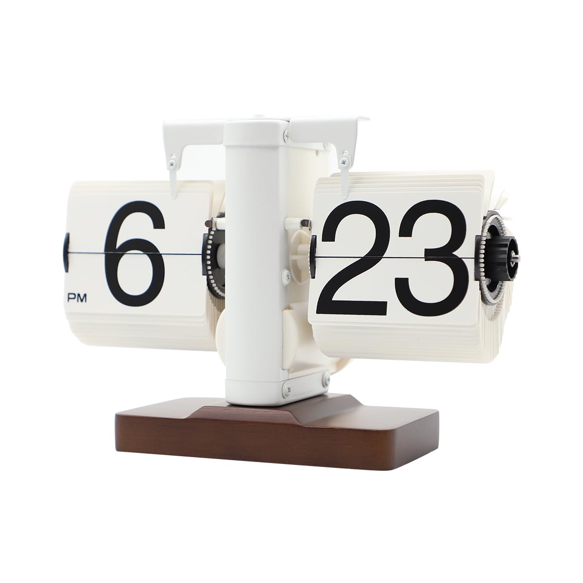 

LAEYI Flip Clock, Wooden Desk Clock, Retro Style, Stylish, Gift for Boyfriend/Friend, Gift for Desk, White