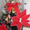Hanging Artificial Poinsettia Flower Sequins Christmas Tree Ornaments  Merry Christmas Decorations