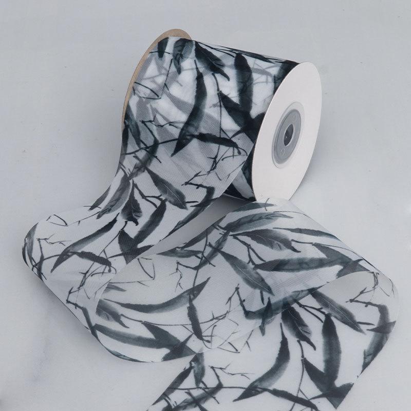 

Элегантная и изысканная лента в китайском стиле, украшение в стиле ханьфу, головной убор, заколка для волос, бант, материал для живописи пейзажа, ремесла, изготовление лент 7cm*10 Yards