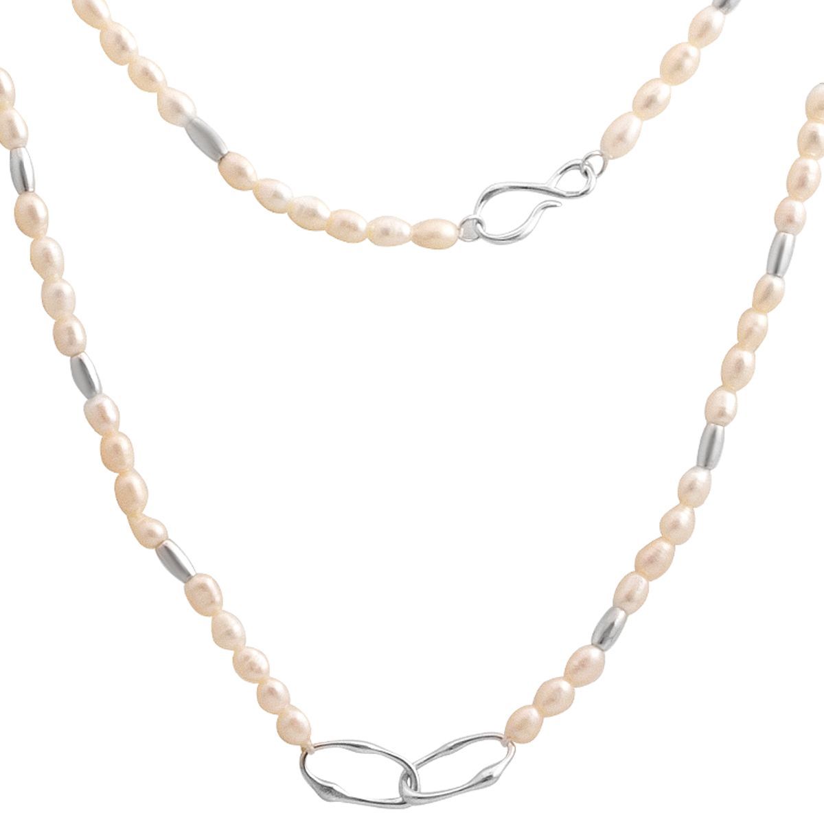 

Silver necklace with natural baroque pearls, item weight 13.1 g (2184997) 55cm білий