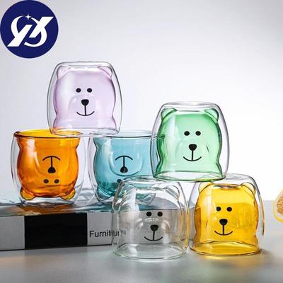 200ml Schöne Bär Klar Doppel Wand Glas Tasse Kreative Cartoon Haushalt Kaffee Saft Milch Trinkwasser Tasse