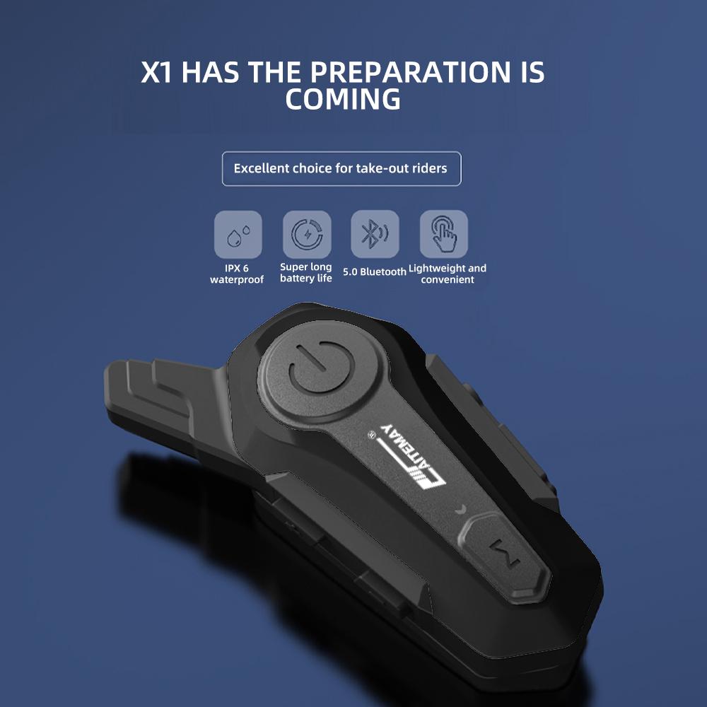 X1 Plus Motorcycle Bluetooth 1000M Intercom Helmet Headset For 2 Rider Intercomunicador Moto Waterproof Interphone Earphone