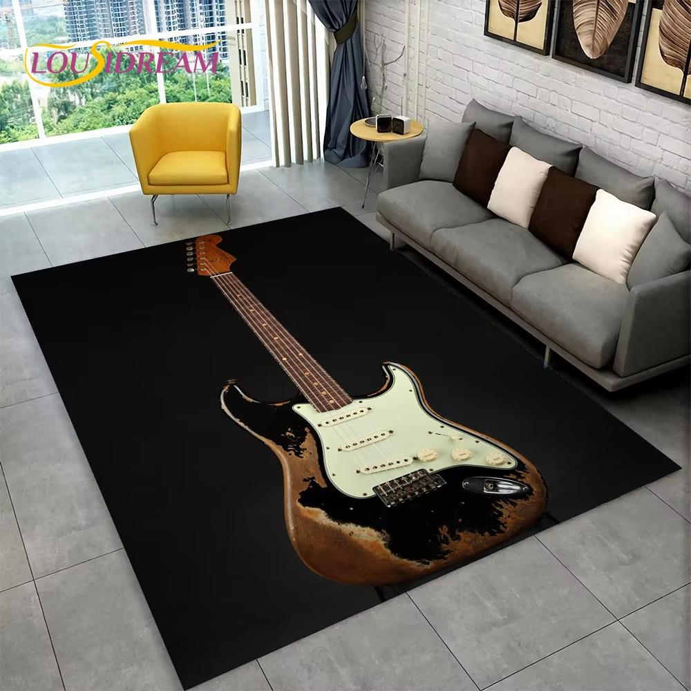 Cool Electric Guitar Carpet Soft Floor Mat Doormat Winter Soft Living Room Sofa Carpet Warm Rug For Bedroom Home Decorati