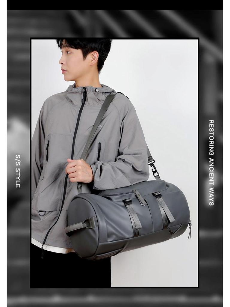 Stylish Leather Travel Bag: Portable, Large Capacity, Dry & Wet Separation, Lightweight Fitness Bag with Double Straps