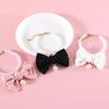 Pet Necklace Elegant Adjustable Cat Dog Collar with Faux Pearl Bow Cute Pet Neck Circle Pet Accessory