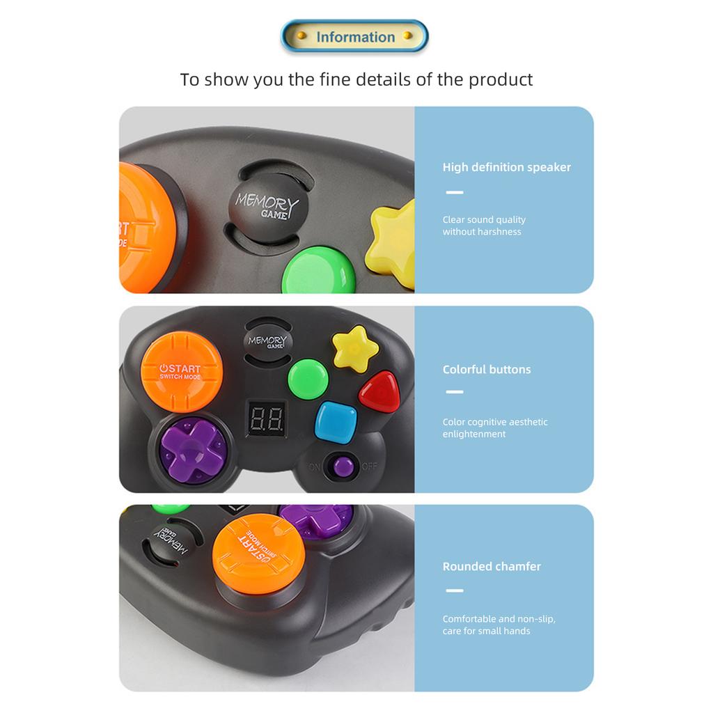 Handheld Memory Game 4 Modes Light and Sound Fun Toy Electronic Memory Game for Kids Steering Wheel Shape