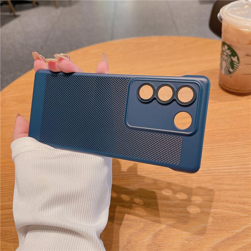 Frameless Heat Dissipation Case With Lens Film For Vivo S18 S17 S17t S16 Pro Breathable Cooling Grid Hard PC Cover Back Shell Protector