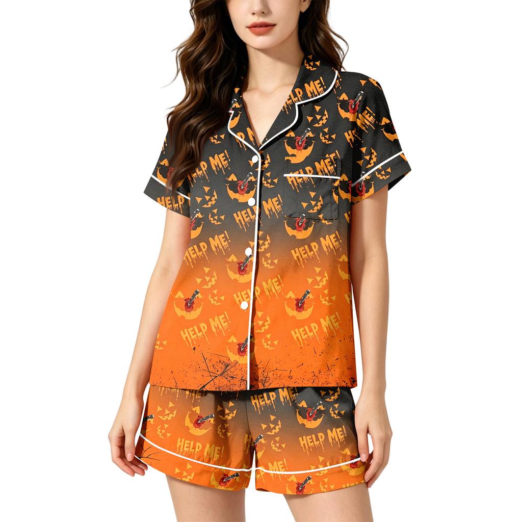Women's 2-Piece Pajama Set with Short Sleeve Top and Shorts Soft Casual Loungewear for Holiday Sleepwear
