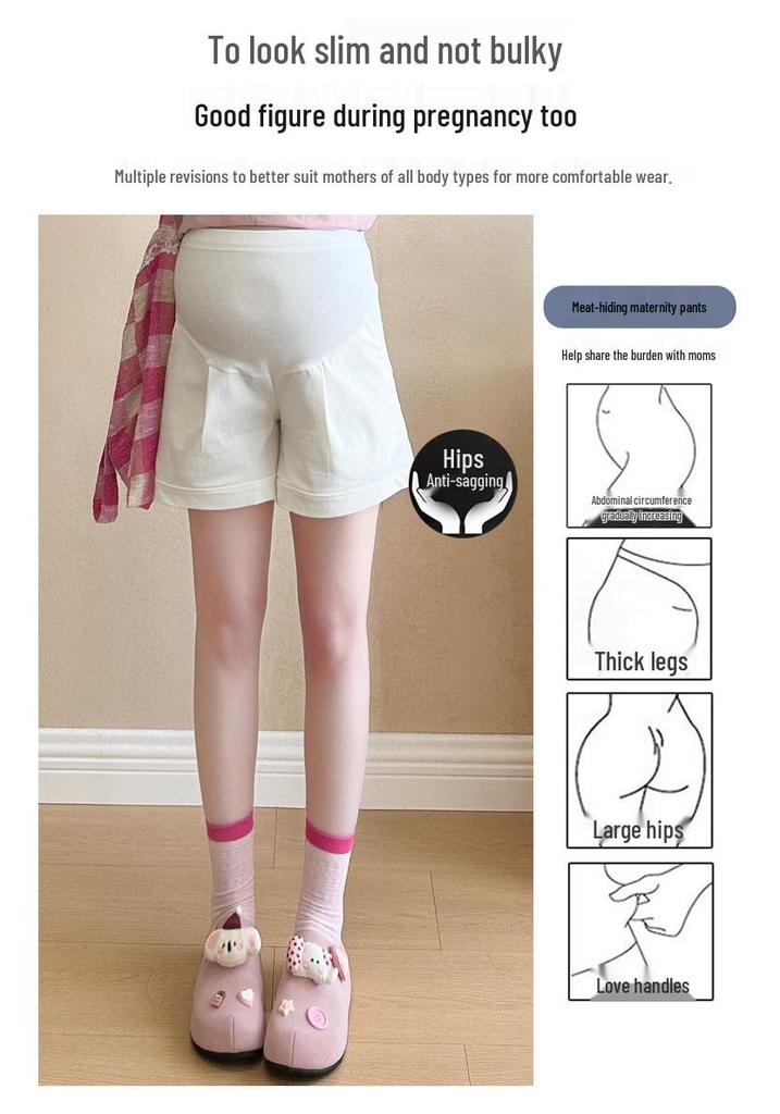 2026 Summer Maternity French Doll Shirt Top & Belly Support Shorts Set