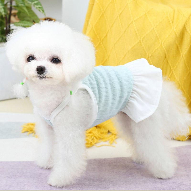 2024 New Pet Dog Clothing Strange Button Halter Skirt Spring and Summer Puppy Clothing Small and Medium-sized Dog Clothing