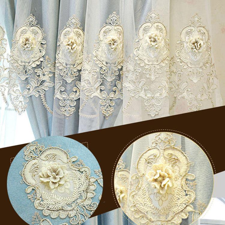 Európai stílusú függönyök sötétítő ruha fonal dombornyomott hímzés nappali hálószoba luxus függönyrúd