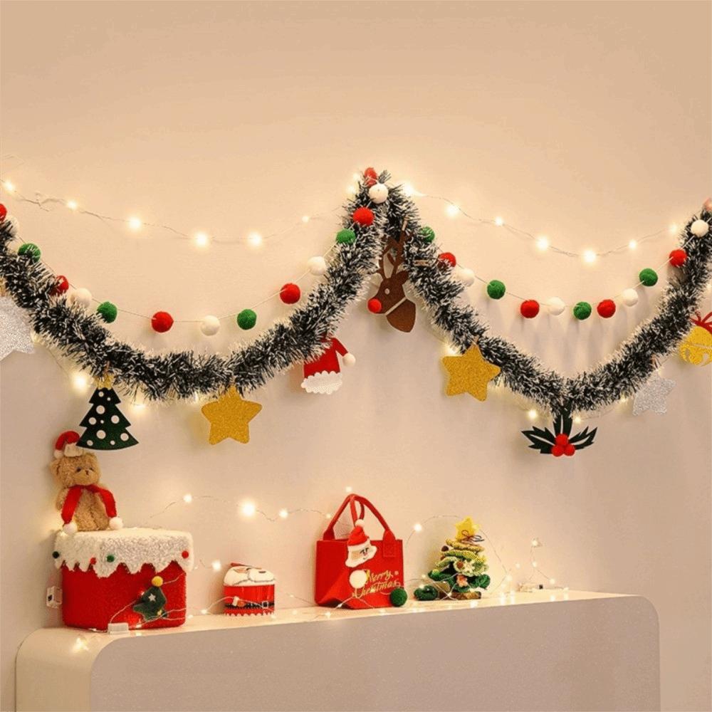 Merry Christmas DIY Christmas Banner LED String Light Hanging Pendant Hanging Bunting Xmas Felt Flag Shopping Mall Decor
