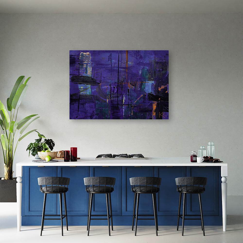 Leinwanddruck, Lila Abstraktion handgemalt