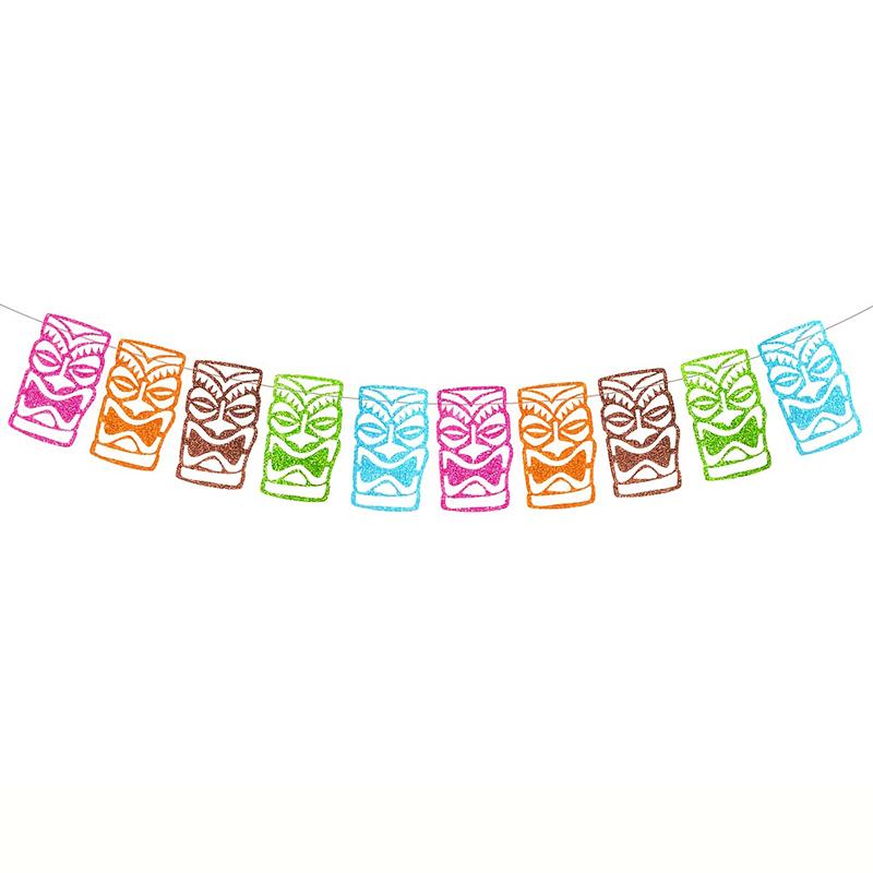 

WTEMPO Colorful Tiki Totem Garland Hawaiian Luau Party Decorations for Cinco De Mayo Tropical Birthday Celebrations DIY Festive Room Decor 5set різнокольоровий