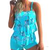 Ruffle Flounce Bathing Suit Fashion Two Pieces Tankini Swimsuit Summer  Top Swimwear with Boyshorts for Women Female