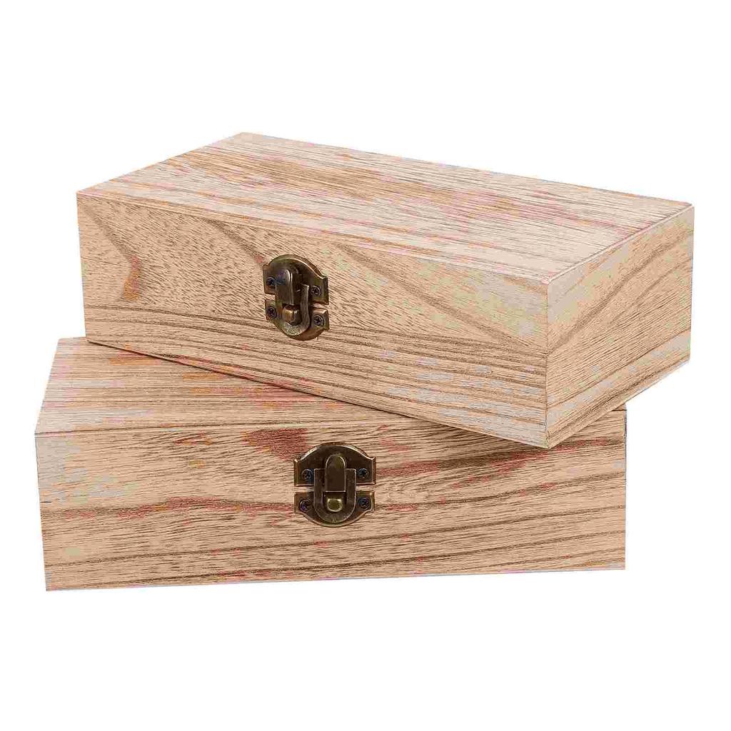 1 Set 2Pcs Retro Wooden Gift Packing Boxes Creative Oblong Gift Storage Boxes Jewelry Box Preserved Flower Box