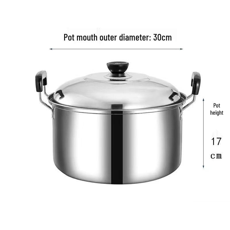 Olla de Acero Inoxidable de Gran Capacidad para Sopa y Fideos con Tapa para Cocinas de Inducción y Gas