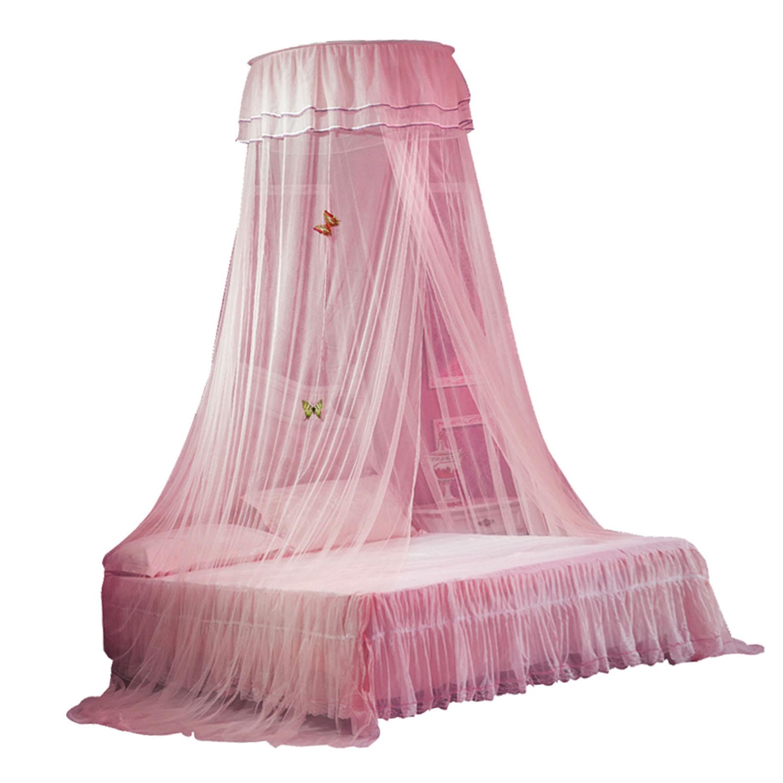

Universal Dome Bed Canopy Single Entrance Fine Mesh Bed Net Lace Curtain Princess Style Bedroom Decoration Easy розовый