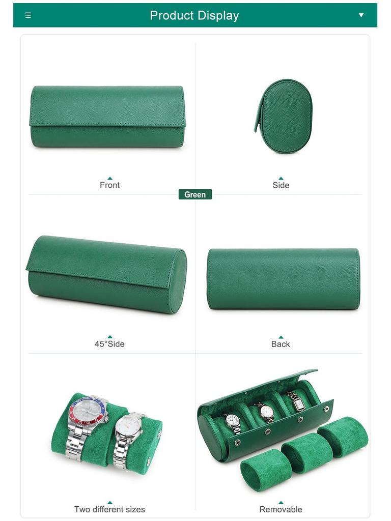 Scratch-Resistant Genuine Leather Watch Storage Box - Unisex 3-Piece Set with Pillowcase for Travel
