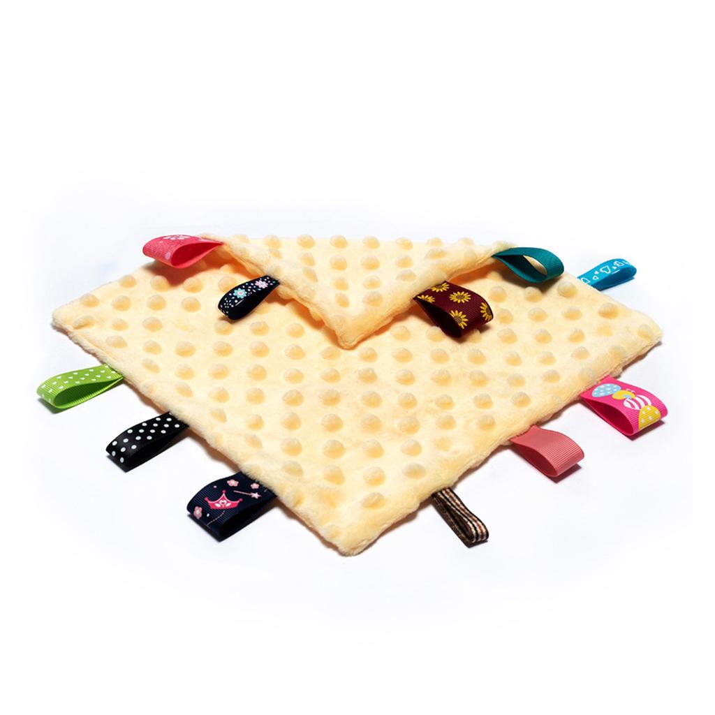 Baby Appease Towel Comfortable Baby Tag Security Blanket with Colorful Tags Soft Comforter Plush Soothing Towel for