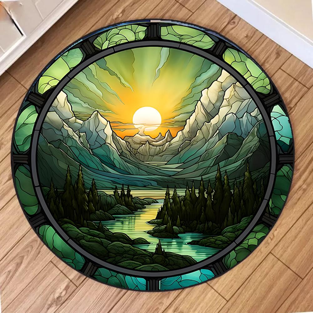 

Sunset Series Round Carpet Circle Rugs for Living Room Bedroom Kitchen Decor Home Hallway Balcony Floor Mat Farm Decorative Rug 40x40cm