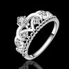 925 Sterling Silver Crown AAA Zircon Ring Women Fashion Wedding Jewelry