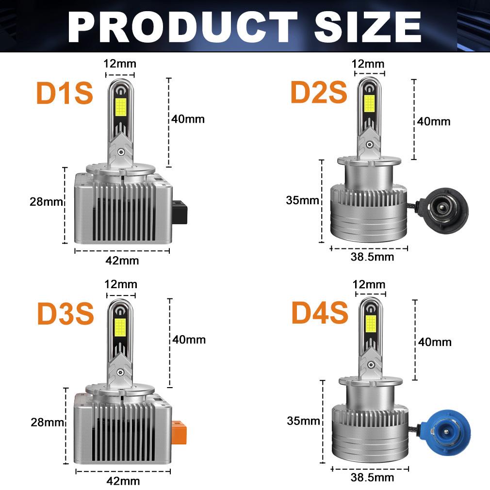 2Pcs 60000Lm D3S LED Headlight Bulbs D1S D2S D4S D1R D2R D3R D4R Turbo LED CSP Lights For BMW Benz Volvo Lamp Canbus 120W Headlamp 6500K