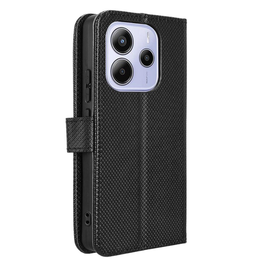 For Xiaomi Redmi Note 14 4G (163.25x76.55x8.16mm) Case PU Leather Diamond Texture Wallet Phone Cover