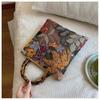 2024 Women's Cross-border Linen Bamboo Handbag with Embroidery and Sequins