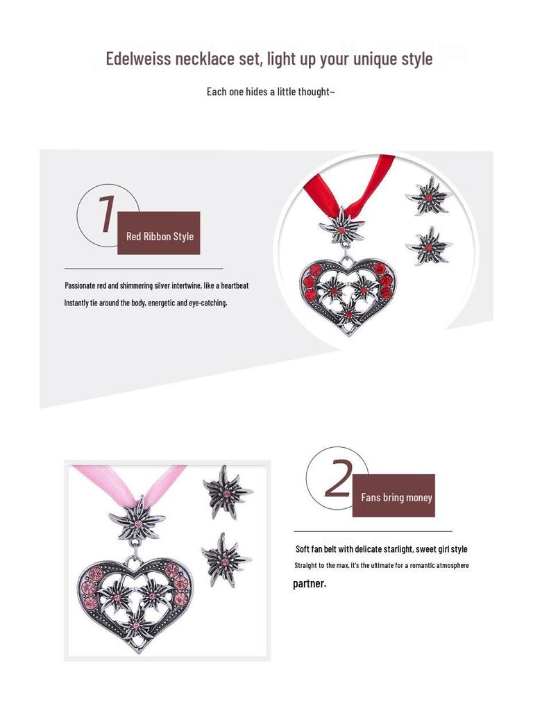 Edelweiss Women's Luxury Necklace: Heart Diamond Flower Choker