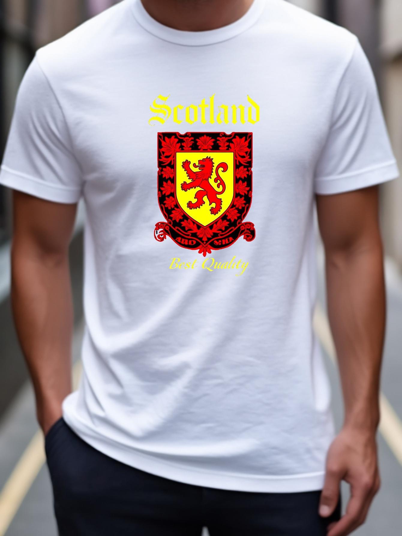 609 Cotton Blend T-shirt - Scotland Lion Rampant & Red Flowers Print S