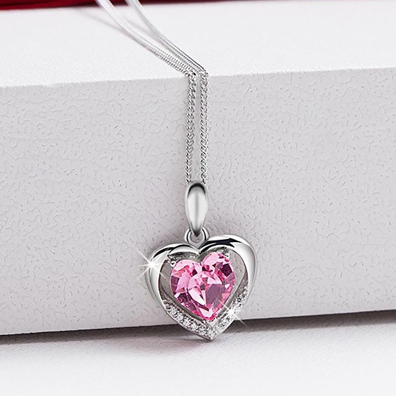 925 Sterling Silver Moon Necklace Pendant Zircon For Women Fashion Exquisite Student Girlfriend Jewelry Accessories Heart GiftGood Product