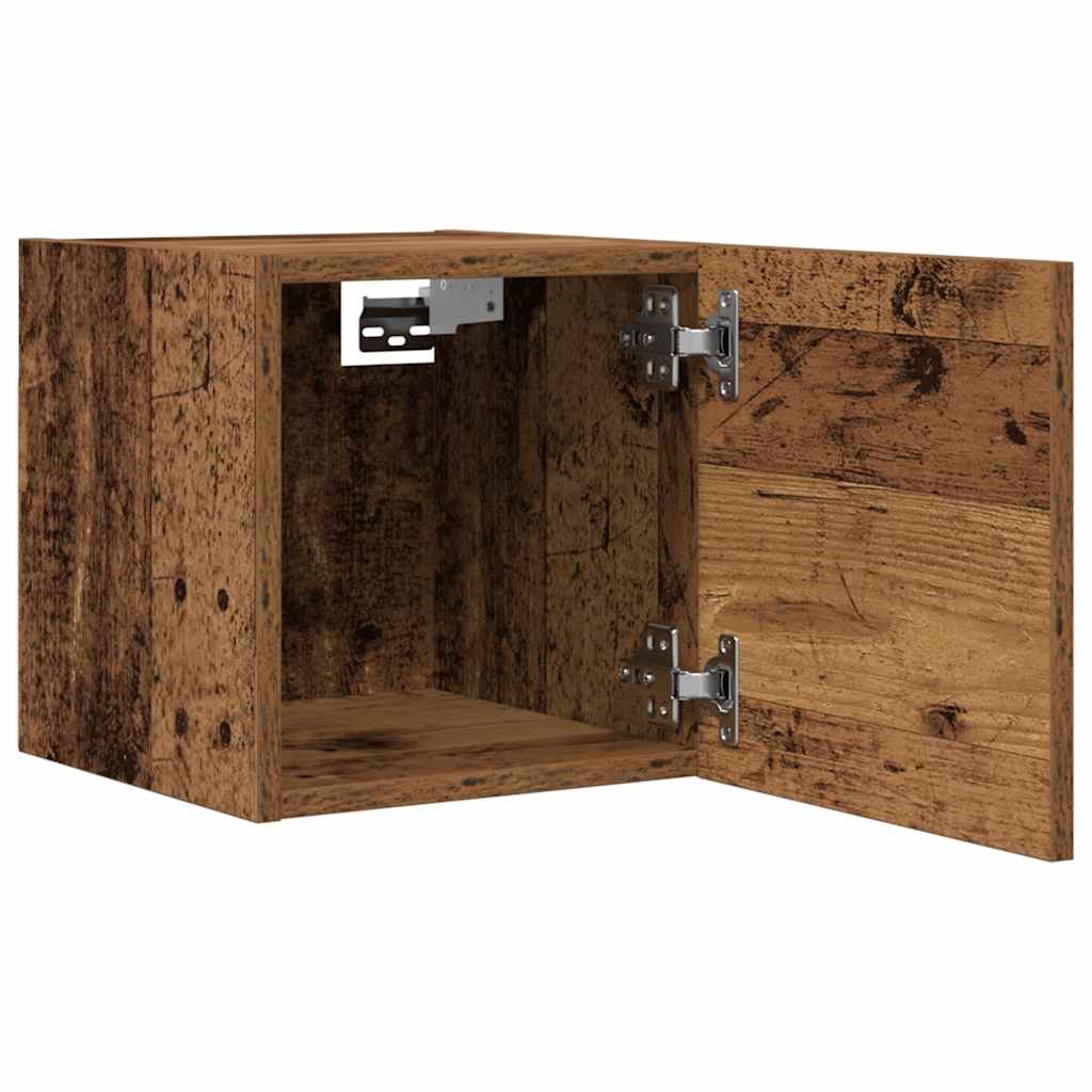 Wall Mounted TV Cabinets Set of 2 Rustic Wood Look 30.5 x 30 x 30 cm