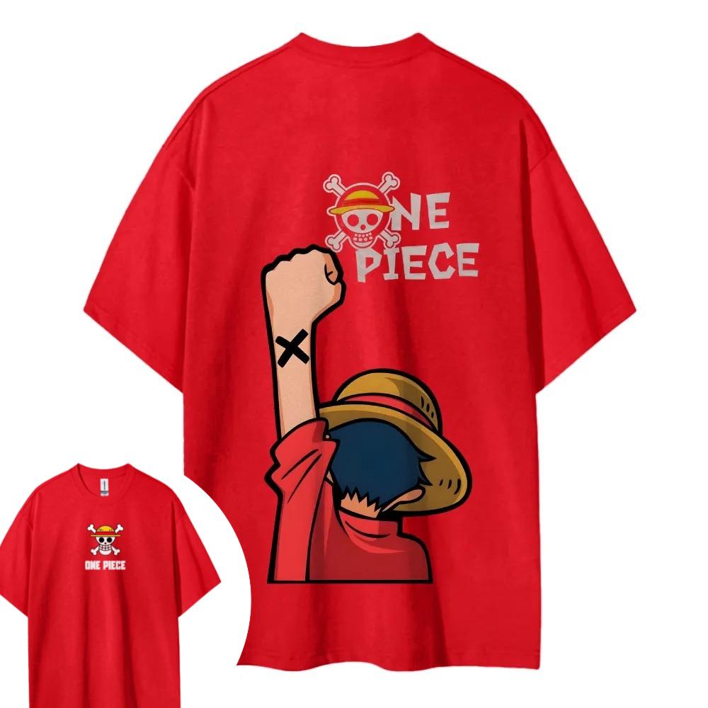 ONE PIECE Luffy Shortsleeved Mens and Womens Same Style Comfortable Shortsleeved Couples Casual Shortsleeved Popular Top