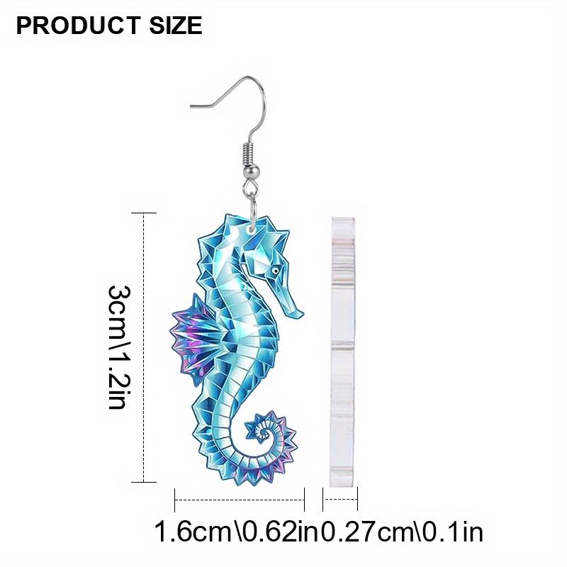 Fashion Acrylic Blue/Purple Seahorse Drop Earrings for Women Y2K Colorful Earrings Trendy Female Earrings Summer Vacation Travel Leisure Daily Earring