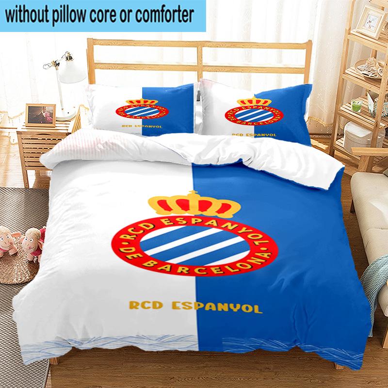 3PCS Football Espanyol Design Bedding Set,Including 1pc Duvet Cover And 2pcs Pillowcases Perfect for Bedroom, Dormitory, Fan Christmas gift