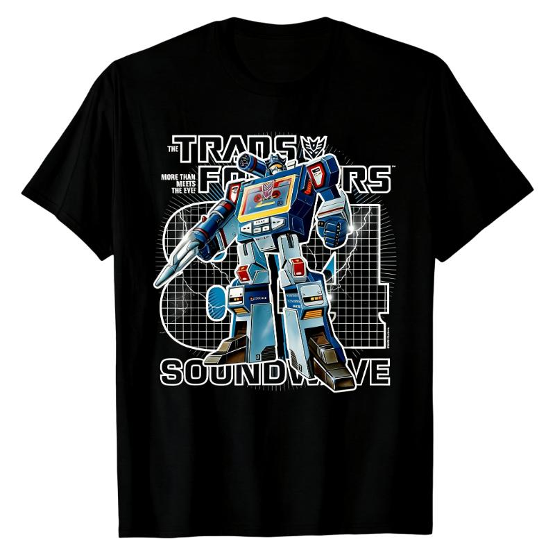 Soundwave Decepticon Transformers TShirt Classic 1984 Robot Graphic Print Crew Neck Cotton Trendy Casual Street Fashion Tops M