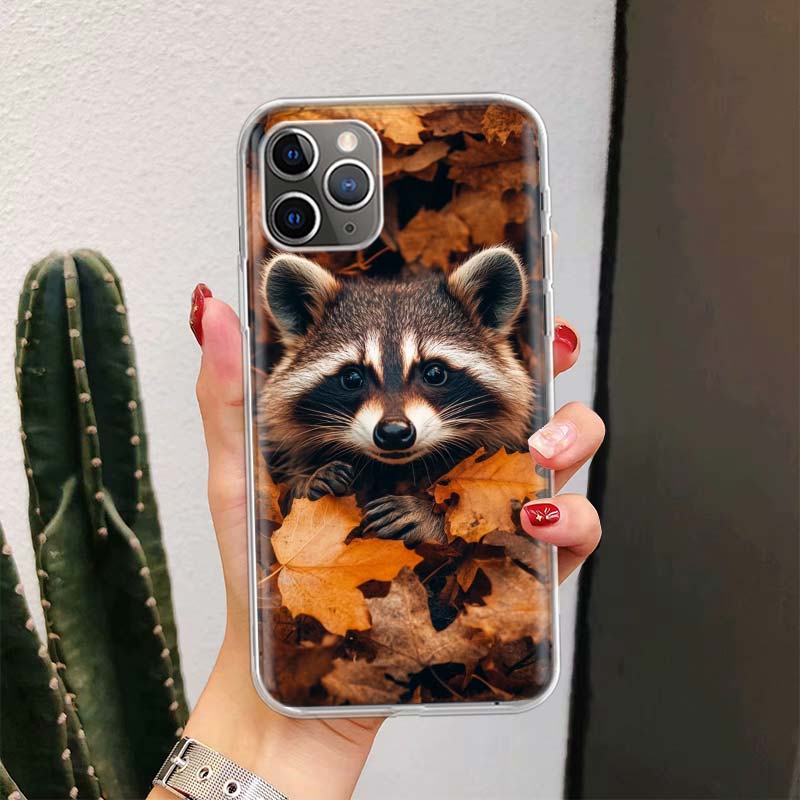 Waschbär Süßes Tier Für iPhone 17 Air 16 15 14 Plus 13 Mini 12 11 Pro Max Handyhülle 16E 7 Druck 8 SE Fundas Hülle Weiche Hülle 16